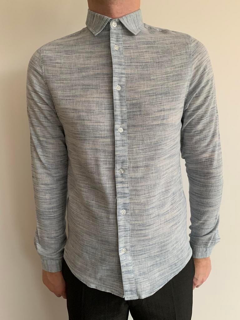 RVLT Revolution overhemd met print maat Small, Blauw, Halswijdte 38 (S) of kleiner, Ophalen of Verzenden, Zo goed als nieuw