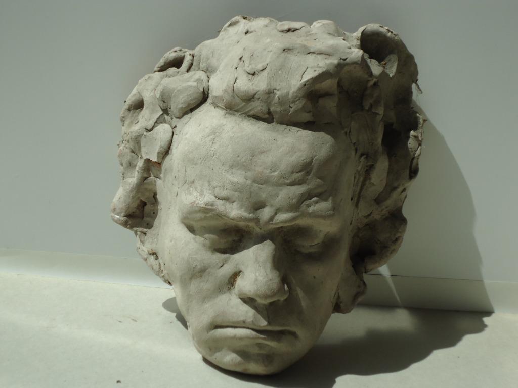 Victor DEMANET kop van Beethoven hoofd portret terracotta, Antiek en Kunst, Ophalen