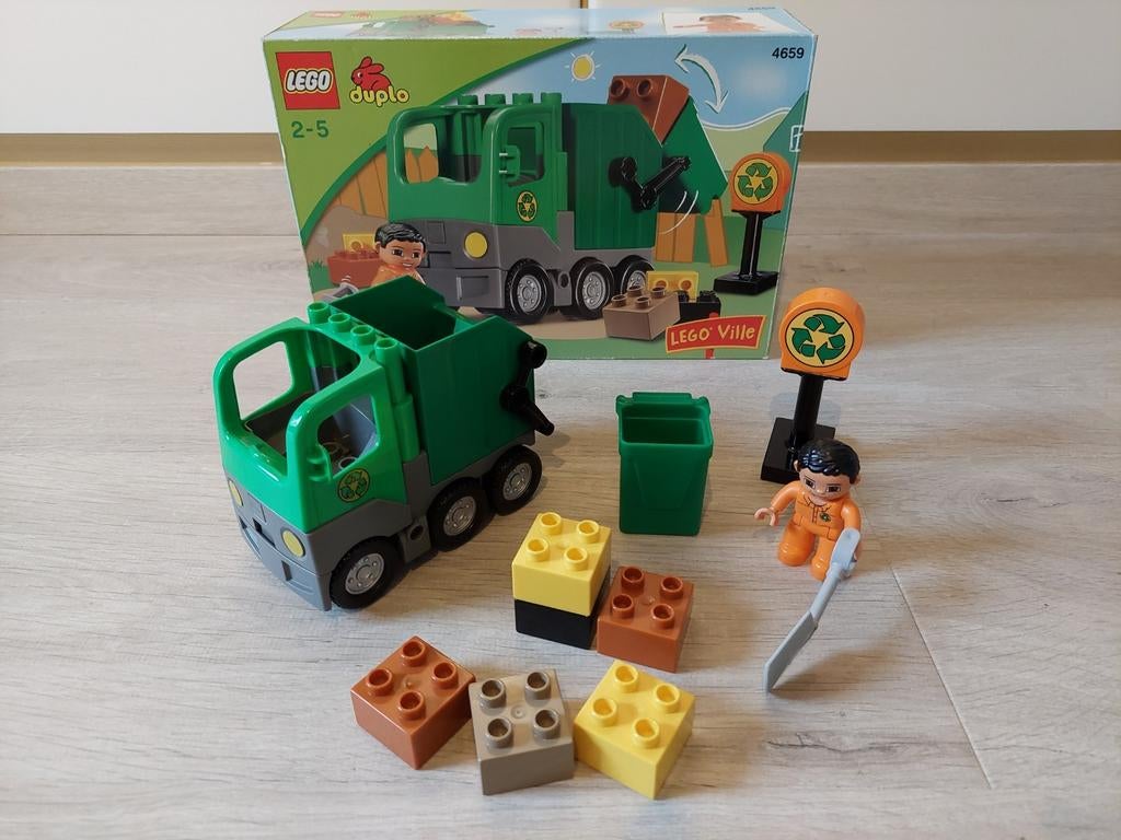 Lego Duplo vuilniswagen 4659, Ophalen of Verzenden, Zo goed als nieuw, Complete set, Duplo