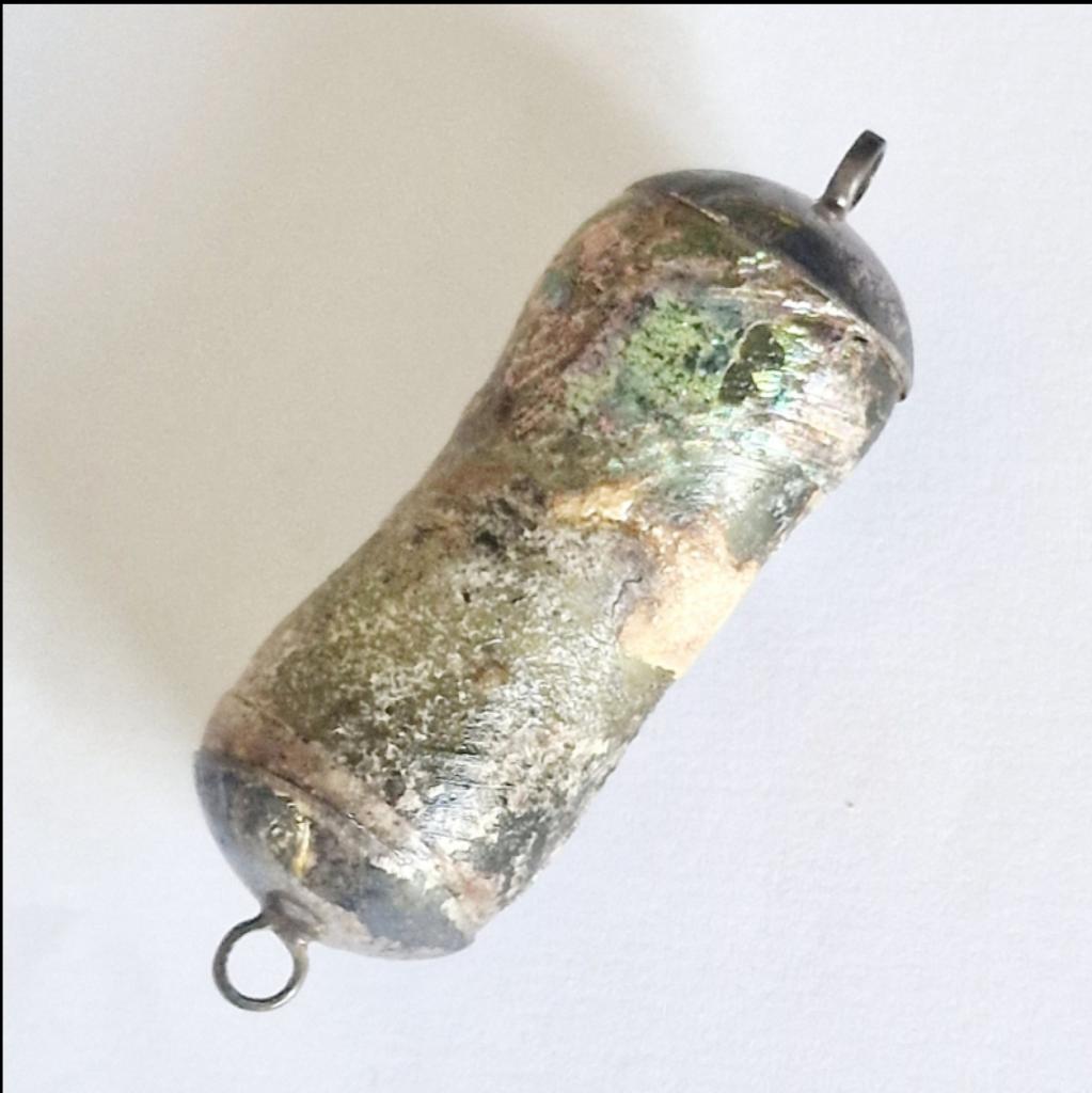 Aziatisch Romeins glas Medaille met zilveren bevestiging - 6, Antiek en Kunst, Ophalen of Verzenden