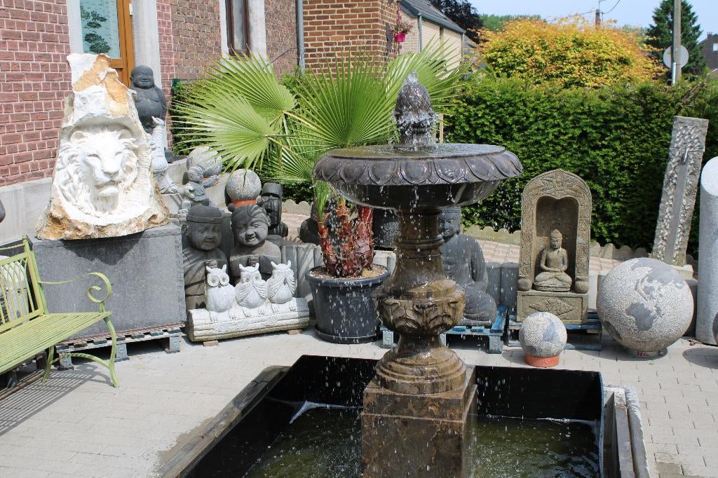 centrale fontein + wastafel in gepatineerde blauwe steen., Ophalen, Nieuw, Hardsteen, Fontein