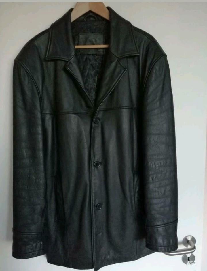 Très beau blouson/manteau 3/4 en cuir de vachette noir, Enlèvement ou Envoi, Brice, Noir, Taille 52/54 (L)