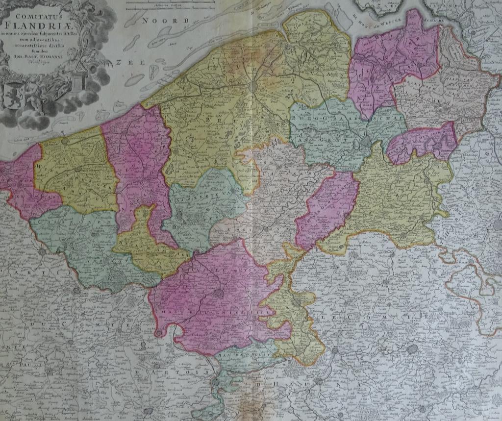 Comitatus Flandriae - Homann - ca1720, Antiek en Kunst, Ophalen of Verzenden