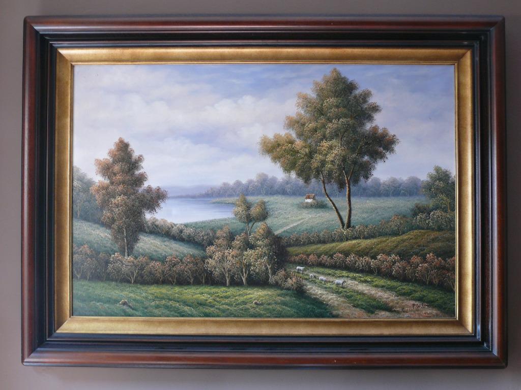 Schilderij landschap door P. WILSON, Antiquités & Art, Enlèvement