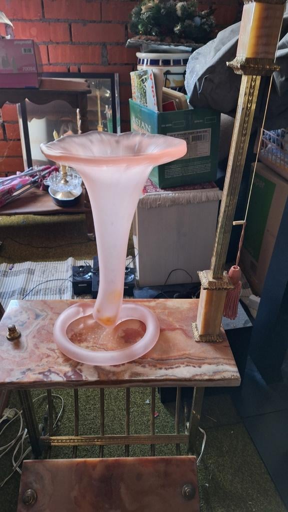 Italiaanse mat roze glazen vaas, Ophalen, Gebruikt