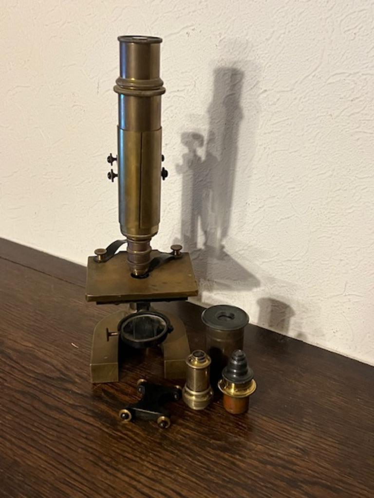 Oude messing microscoop, Antiek en Kunst, Ophalen