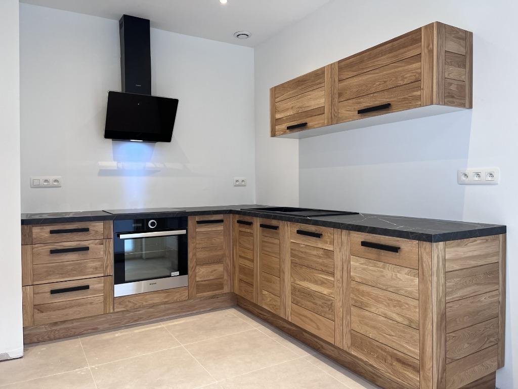 Meubles de cuisine chêne massif vernis contemporain, Maison & Meubles, Neuf, Bois, Brun, Enlèvement