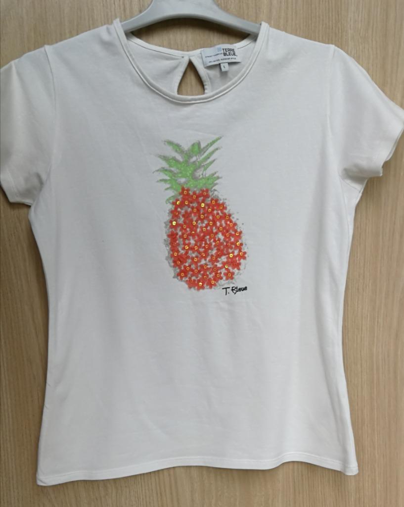 Witte T-shirt ananas - Terre Bleue - maat 158-164, Terre Bleue, Meisje, Ophalen of Verzenden, Zo goed als nieuw