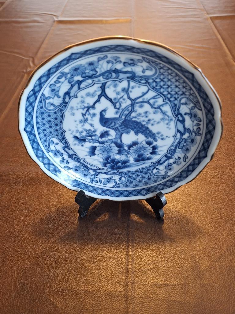 Decoratief porselein bord blauw, Antiek en Kunst, Ophalen