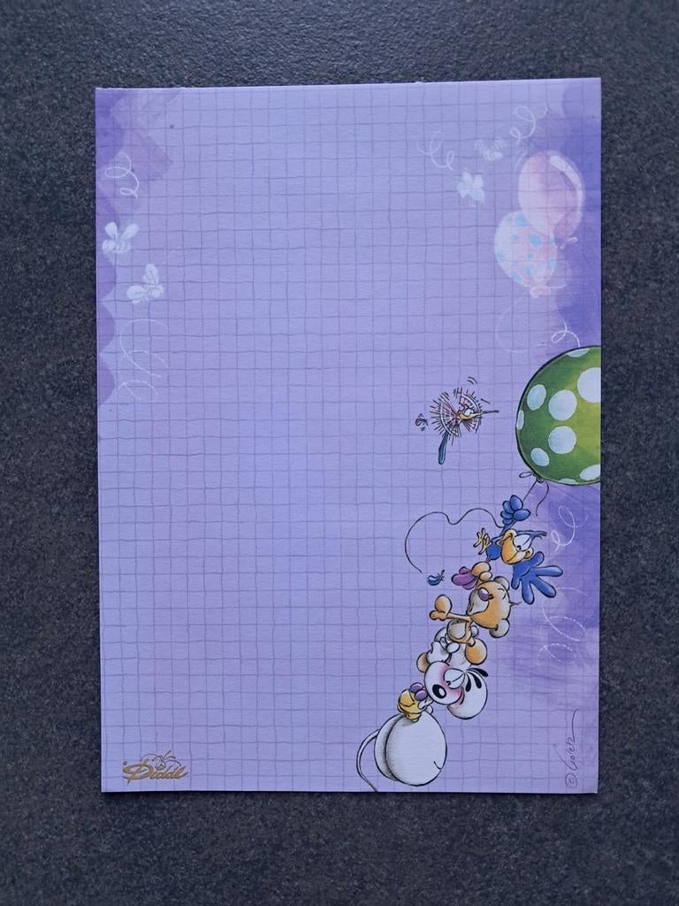 Lot de 5 feuilles mauves Diddl, Enlèvement ou Envoi, Diddl, Comme neuf, Papier, Carte ou Papeterie