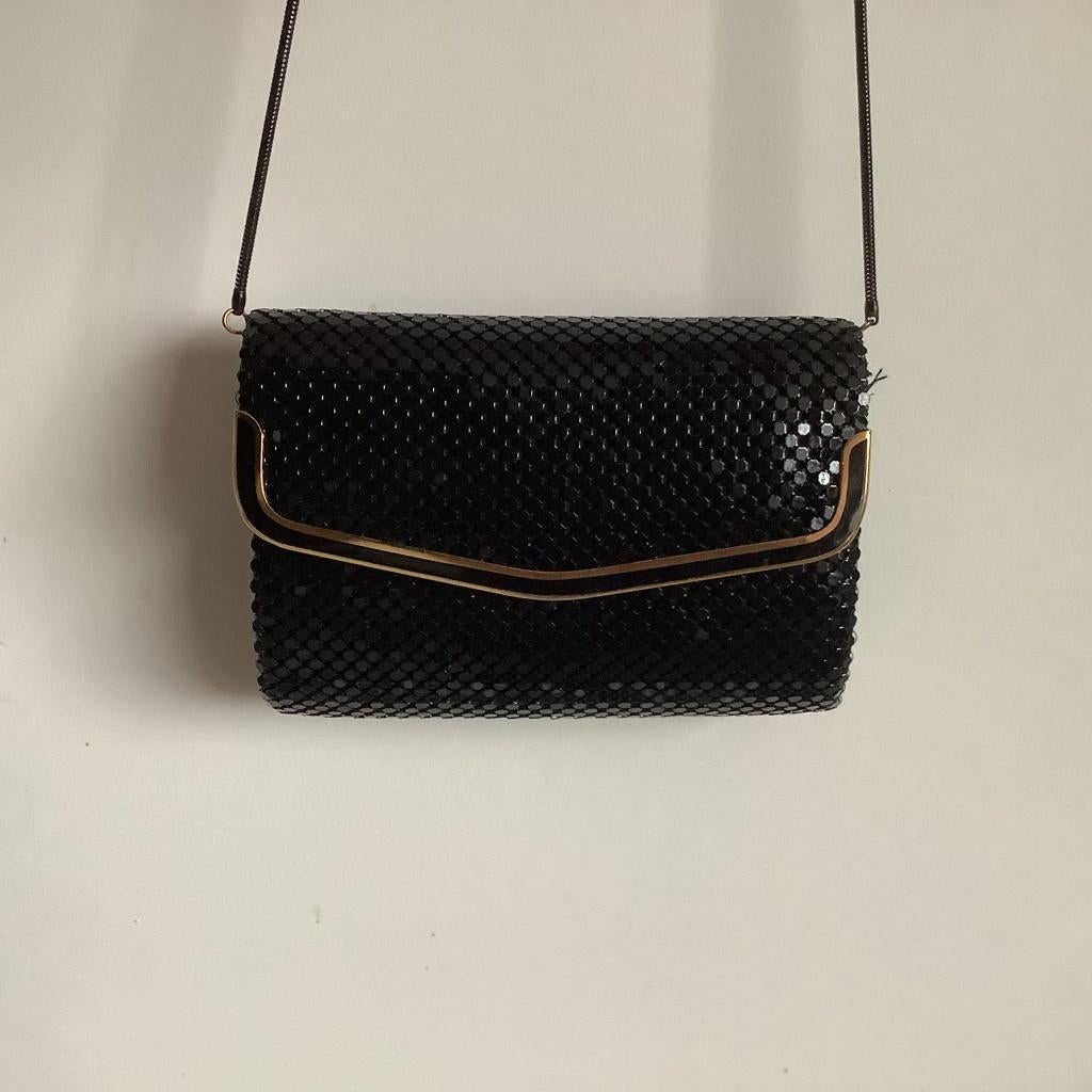 prachtig vintage zwart mesh avondtasje, Ophalen of Verzenden, Zo goed als nieuw, Zwart, Avondtasje