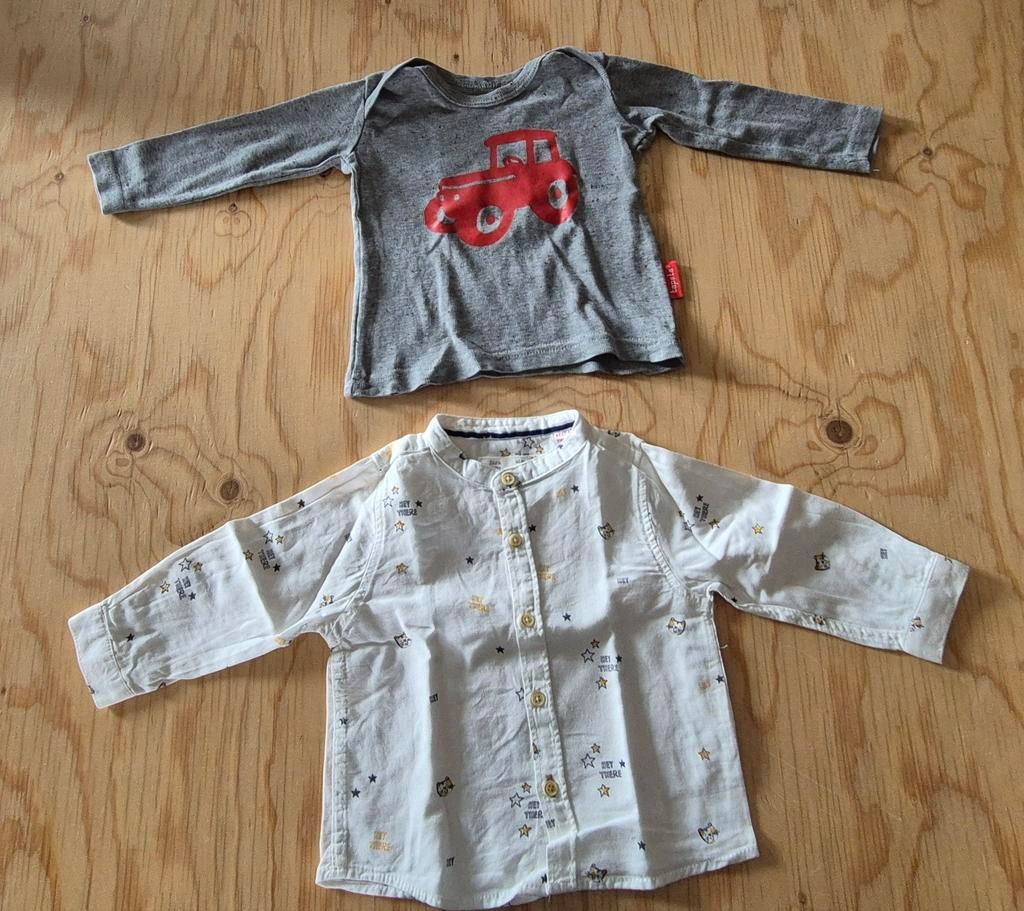 Gekleed hemdje en longsleeve met tractor - Maat 68, Enfants & Bébés, Vêtements de bébé | Taille 68, Garçon ou Fille, Enlèvement ou Envoi