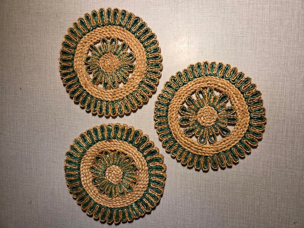 Vintage 70's onderleggers., Ophalen of Verzenden, Zo goed als nieuw, Beige