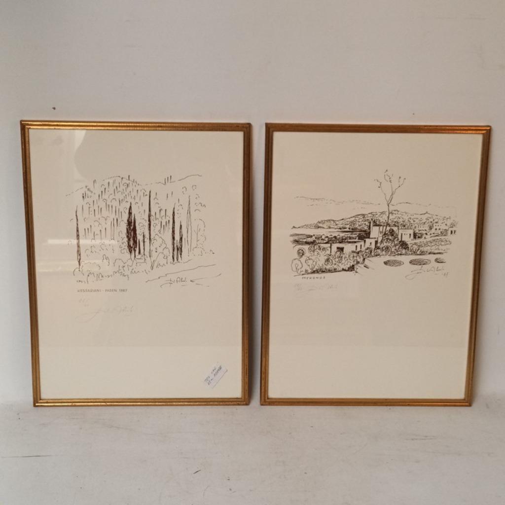 Jos Van Den Abeele - (1912-1991) - koppel lithografien handg, Antiek en Kunst, Ophalen of Verzenden