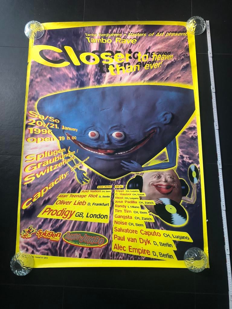 Vintage mega poster Rave festival Zwitserland 1996, Verzamelen, Posters, Ophalen of Verzenden, Zo goed als nieuw