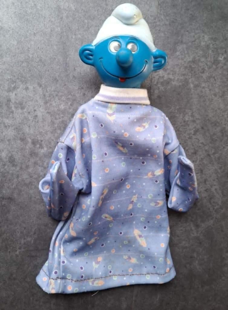 Vintage zeldzame hand pop poppenkast van Smurf Smurfen, Verzamelen, Smurfen, Gebruikt, Overige typen, Overige Smurfen, Ophalen of Verzenden