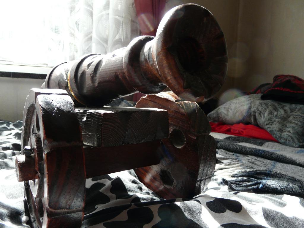 Mooi uit hout gesneden kanon 50 cm, Enlèvement, Armée de terre, Miniature ou Figurine
