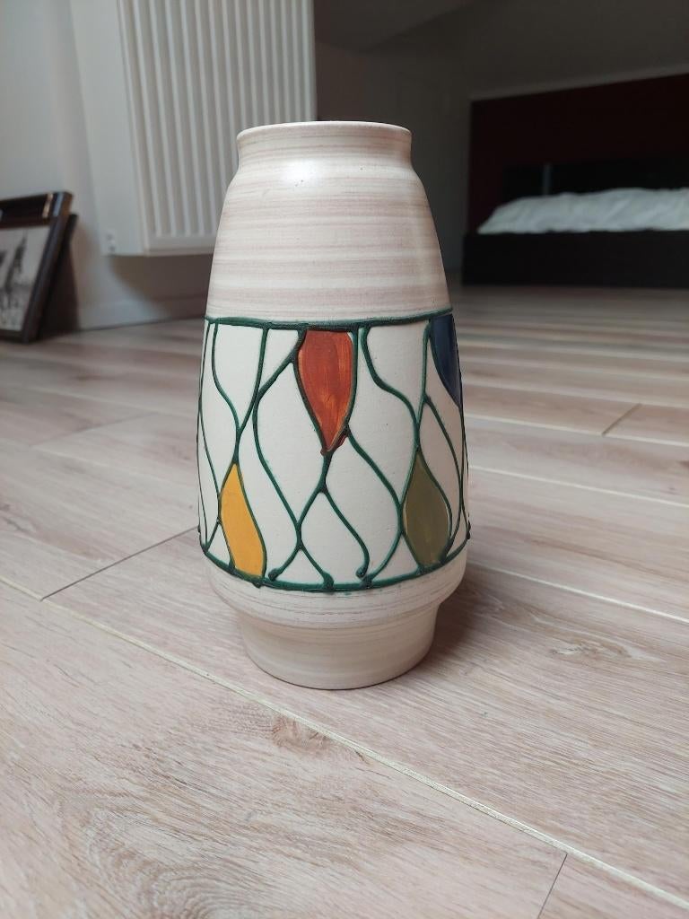 Vase vintage de l'Allemagne de l'Ouest 38 cm - années 1960, Moins de 50 cm, Autres couleurs, Poterie ou Porcelaine, Enlèvement