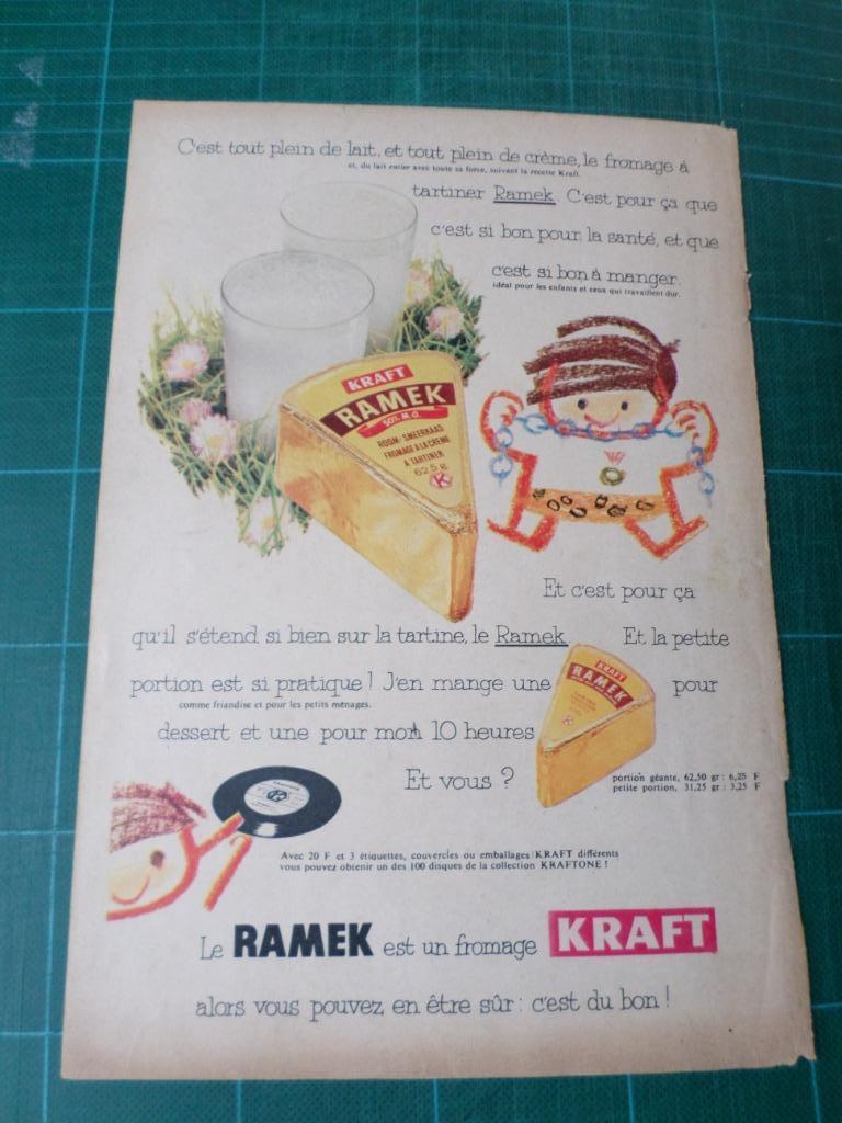 Kratf fromage - publicité papier - 1961, Enlèvement ou Envoi, Utilisé, Autres types