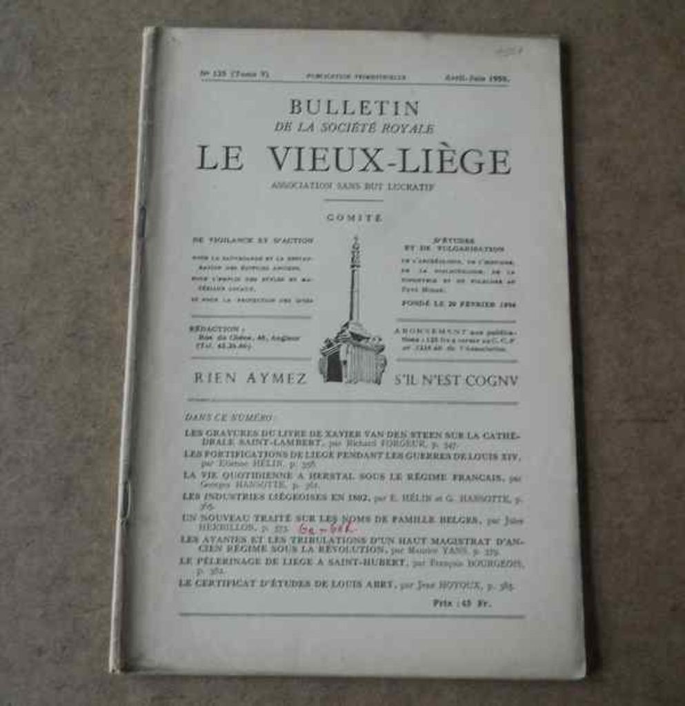 Bulletin société royale Le Vieux - Liège 125 - Avr-Jun 1959, Livres, Enlèvement ou Envoi, Utilisé