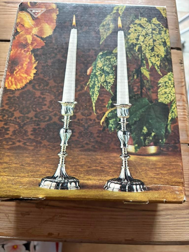 2 nieuwe verzilverde kandelaars, Ophalen, Nieuw