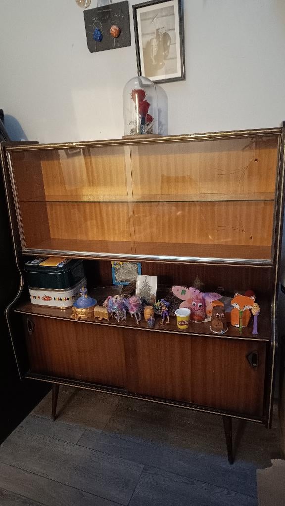 Buffet vitrine style scandinave vintage année 60, 25 à 50 cm, Scandinave. Anne 60, 100 à 150 cm, Enlèvement