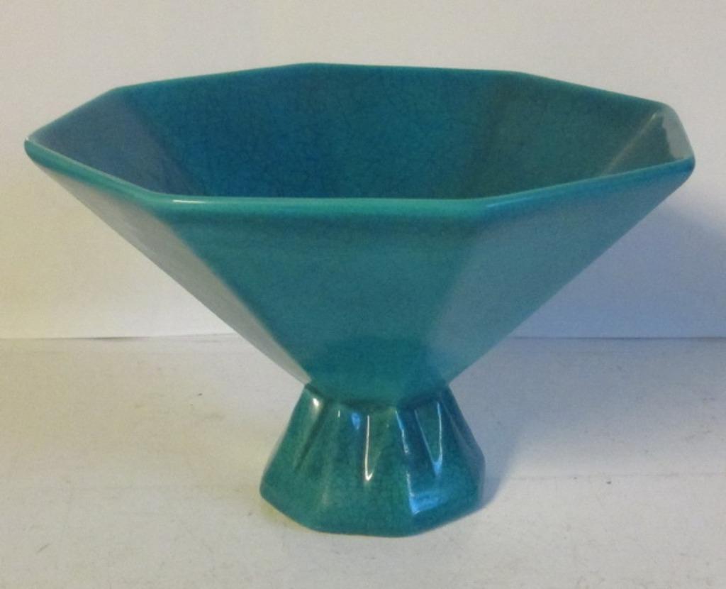 art deco monochrome blauw craquele fruitschaal Keramis, Antiek en Kunst, Verzenden