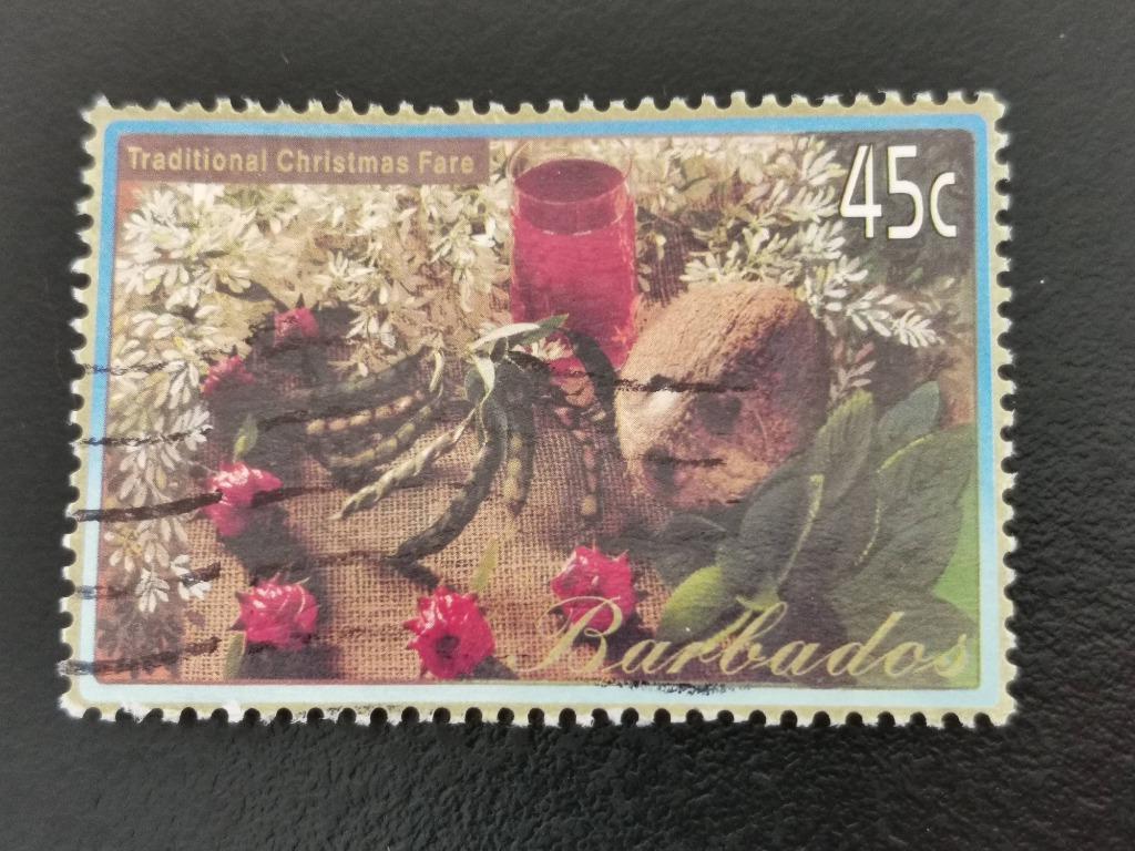 Barbados 2002 - Kerstmis - kerstdecoratie met kokosnoot, Ophalen of Verzenden, Gestempeld, Midden-Amerika