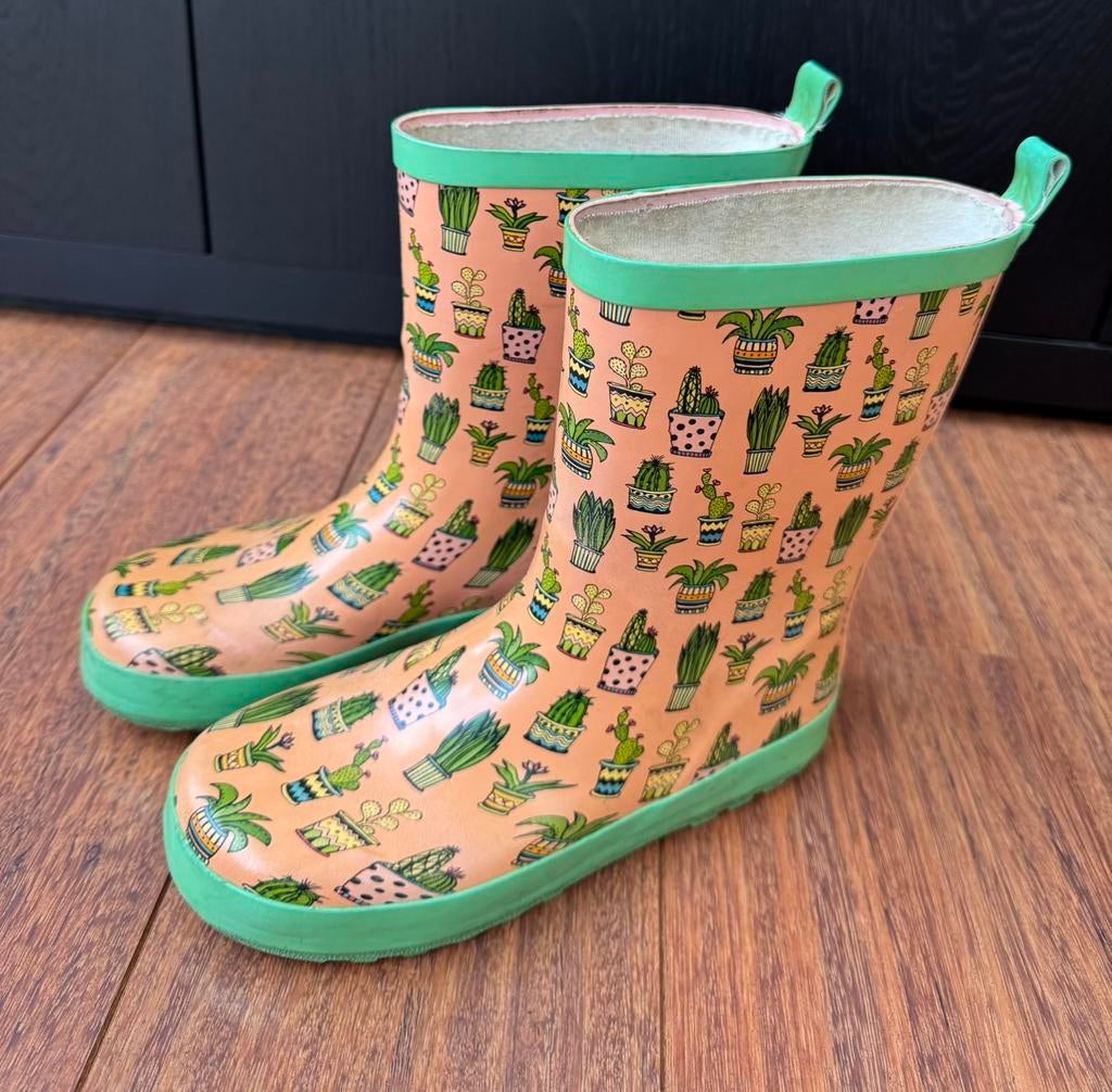 Regenlaarsjes maat 35 lichtroze/groen leuke print, Kinderen en Baby's, Gebruikt, Meisje, Ophalen of Verzenden, Laarzen