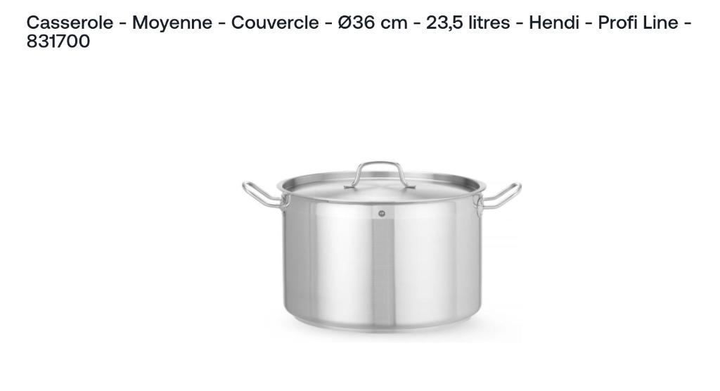 Casserole professionnelle NEUVE  Hendi Ø36 cm / 23,5L, Articles professionnels, Horeca | Équipement de cuisine, Cuisinière, Friteuse et Grils