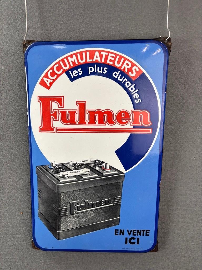 Oud origineel Fulmen accu’s emaille reclamebord, Enlèvement ou Envoi, Utilisé, Panneau publicitaire