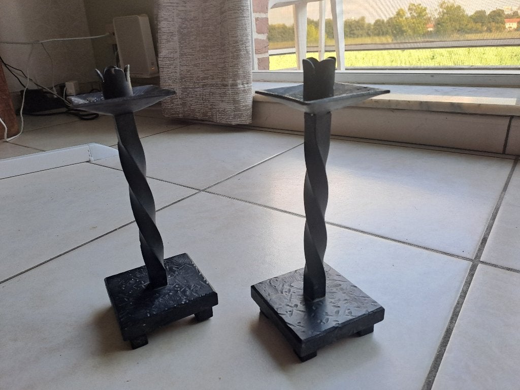 Kandelaars, Gebruikt, Ophalen of Verzenden, Metaal, 24 cm