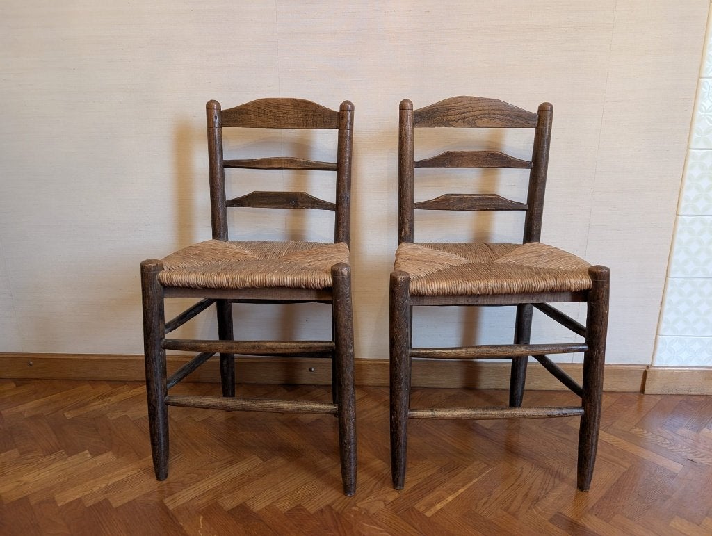 2 kleine rieten stoeltjes, Ophalen, Gebruikt, Twee, Bruin
