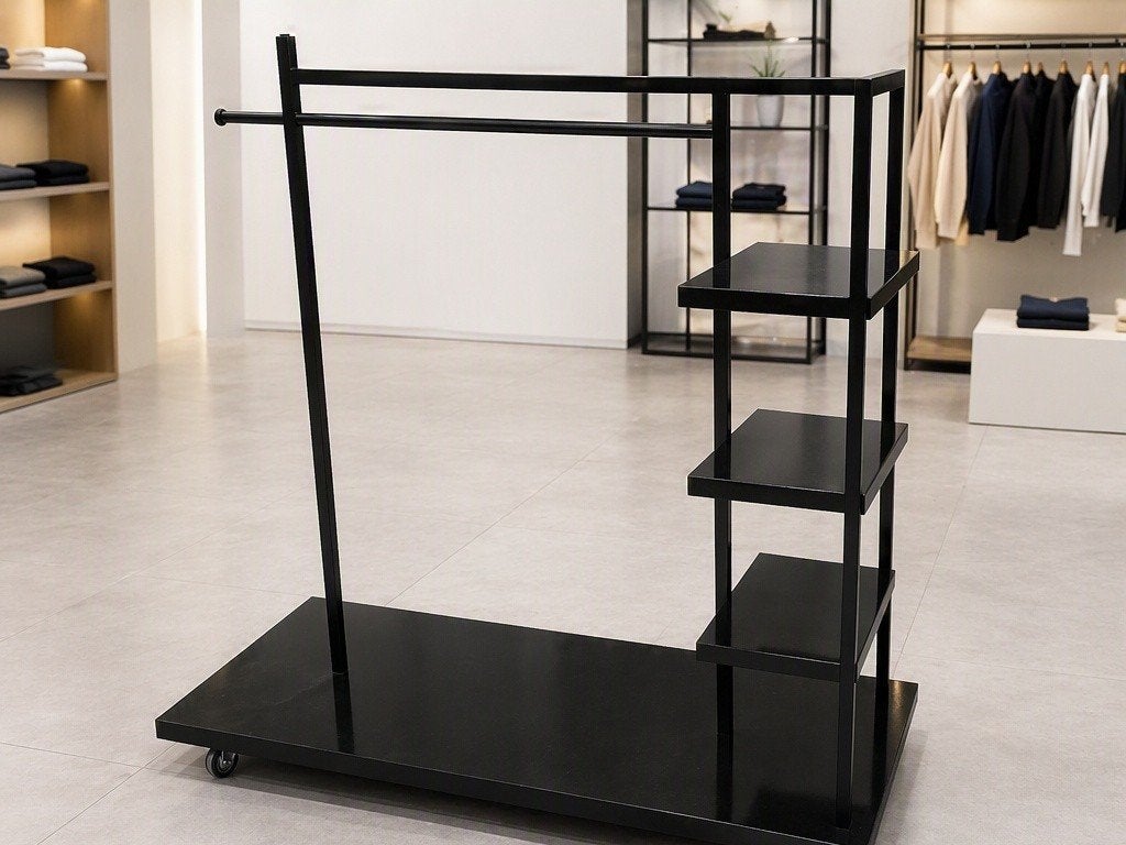Portant professionnel noir laqué pour magasin ou showroom, Enlèvement