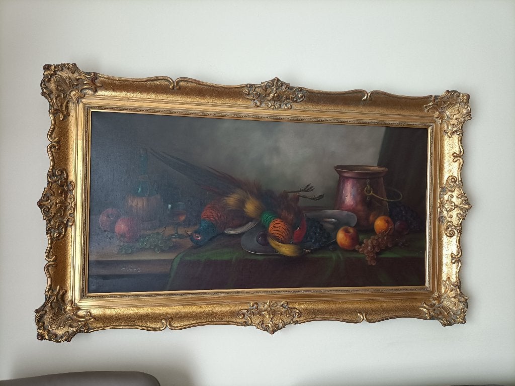 Schilderij - stilleven H.Debeuf, Peinture à l'huile, Enlèvement, Nature morte, Encadré