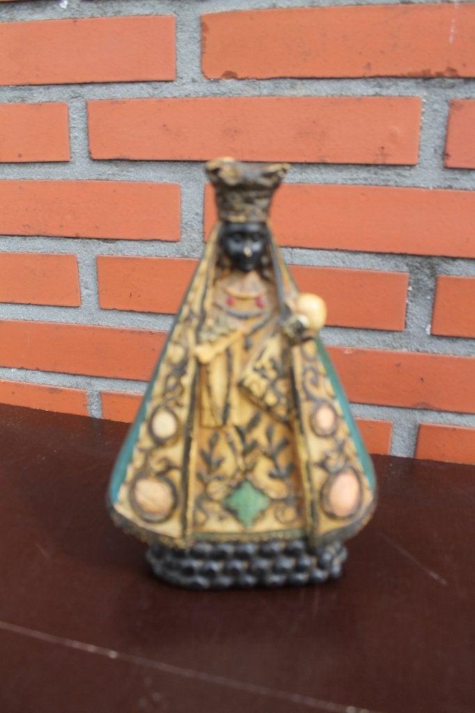 Heilige madonna, Zwart Antiek Madonna Beeldje , Gips, Ophalen of Verzenden