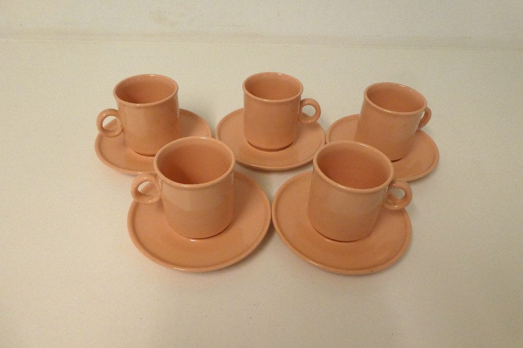 5 Tasses et Sous Tasses Rose Vintage, Maison & Meubles, Enlèvement, Vintage, Tasse(s) et/ou soucoupe(s)