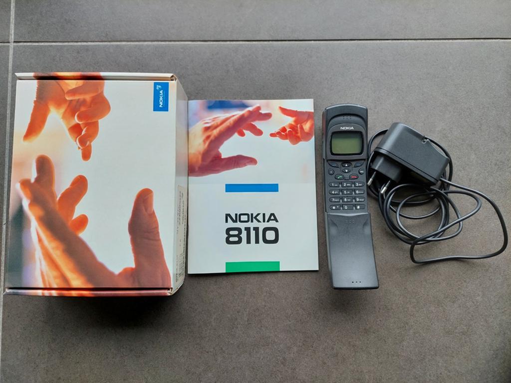 Nokia 8110 incl originele doos, handleiding en oplader, Telecommunicatie, Mobiele telefoons | Nokia, Ophalen, Gebruikt, Schuifmodel
