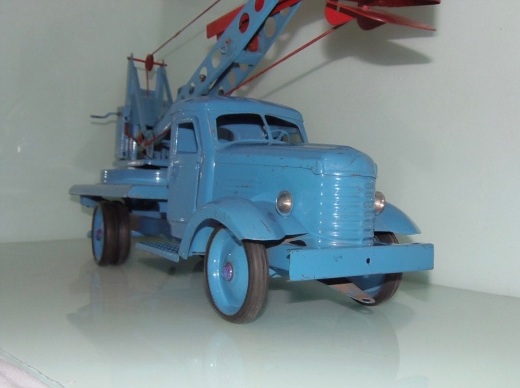 ZISS vrachtwagen/ kraanwagen 1:12 lichtblauw, Antiek en Kunst, Ophalen