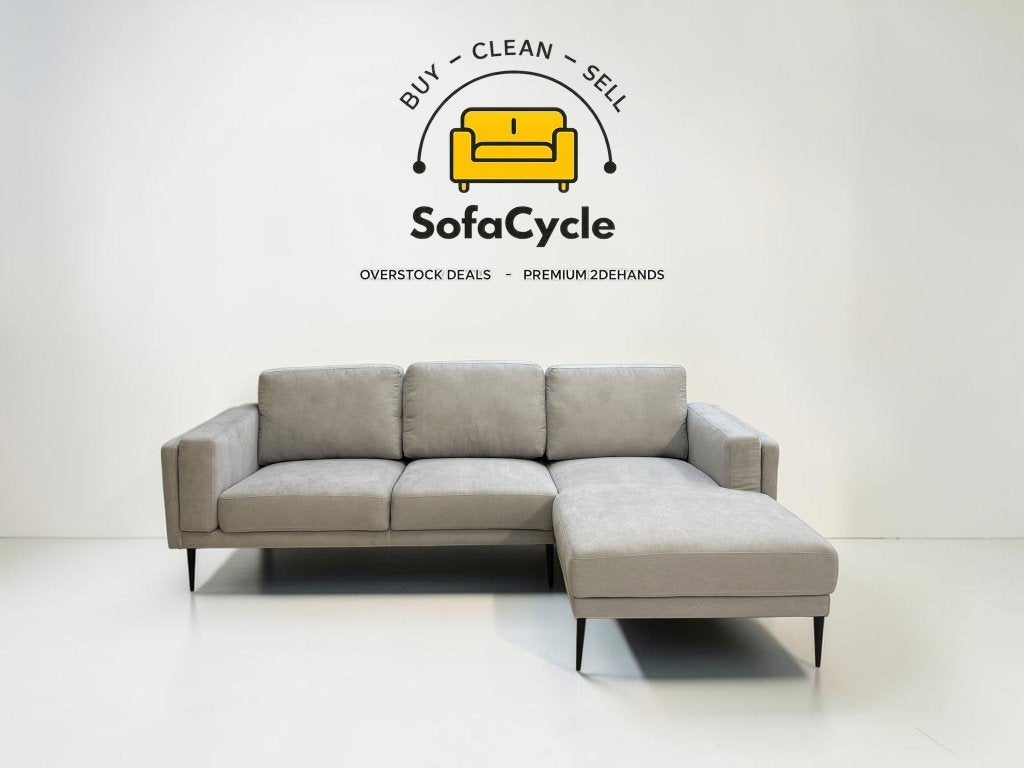 Hoekzetel lichtgrijs in stof, hoek R, Nieuw, Stof, Zonnestraat 223-229, 9600 Ronse, België, Info@sofacycle.be
