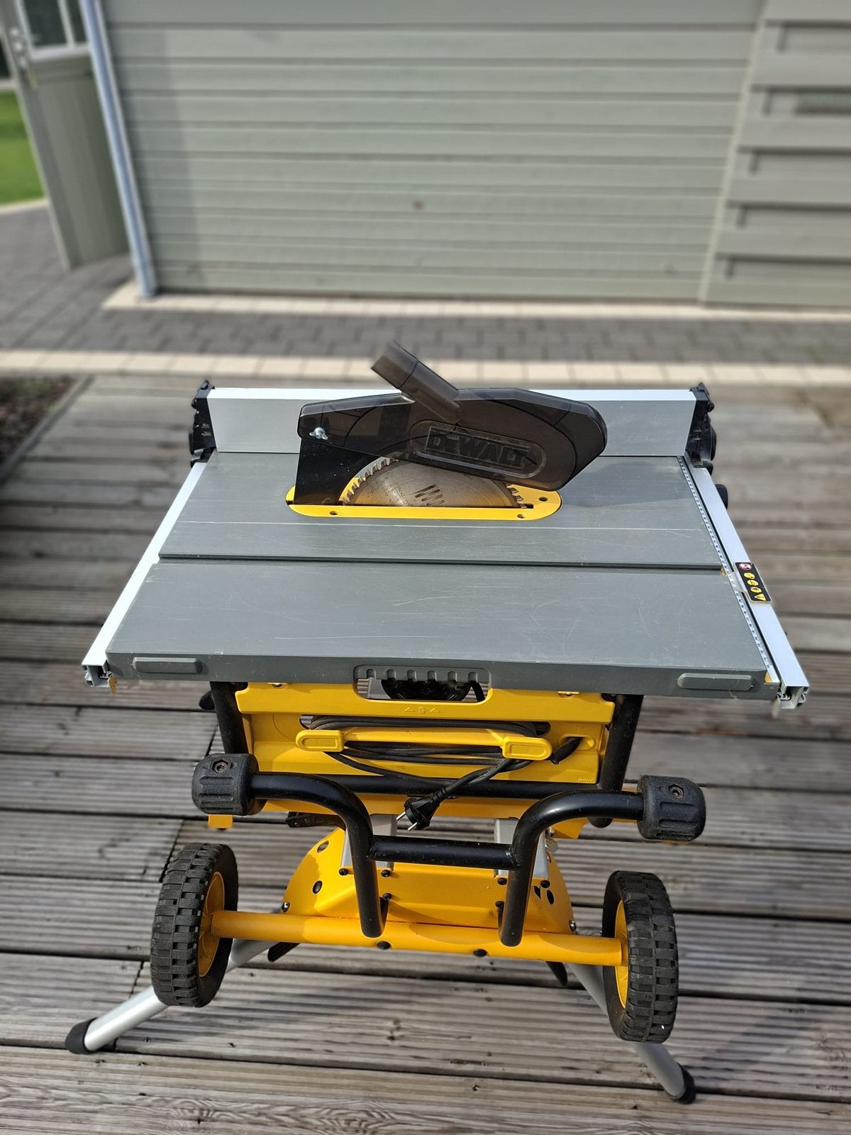 DeWALT DW745-QS tafelzaag 1850W – met onderstel en wielen, Enlèvement, Comme neuf