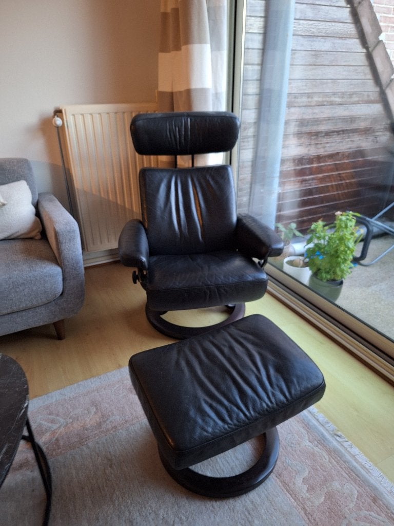 relaxzetel leder, Moins de 75 cm, Enlèvement, Utilisé, Moins de 50 cm