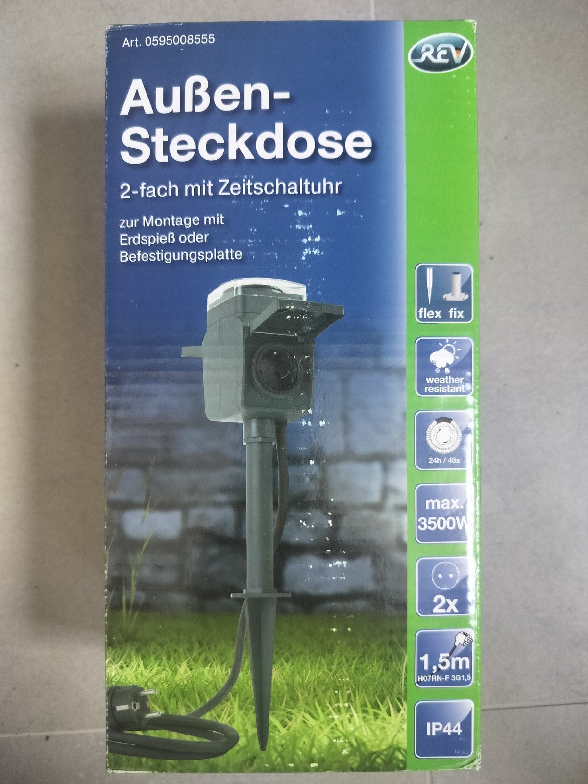 REV 0595008555 buitenstekkerdoos nieuw - 2 stopcontacten, Electroménager, Pièces & Accessoires, Enlèvement ou Envoi, Neuf