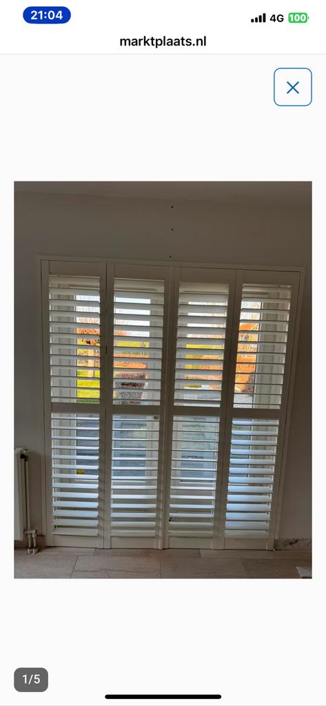 Shutters wit , 4x dubbel element. ZGAN, Huis en Inrichting, Stoffering | Gordijnen en Lamellen, Zo goed als nieuw, Wit, Ophalen