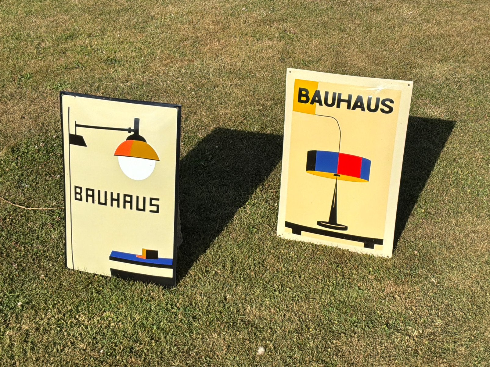 Paar geëmailleerde borden van Bauhaus 60x40 cm, Ophalen, Gebruikt, Reclamebord