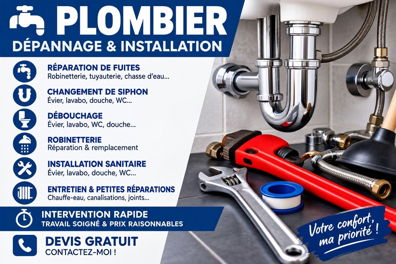 plombier dépannage, Enlèvement