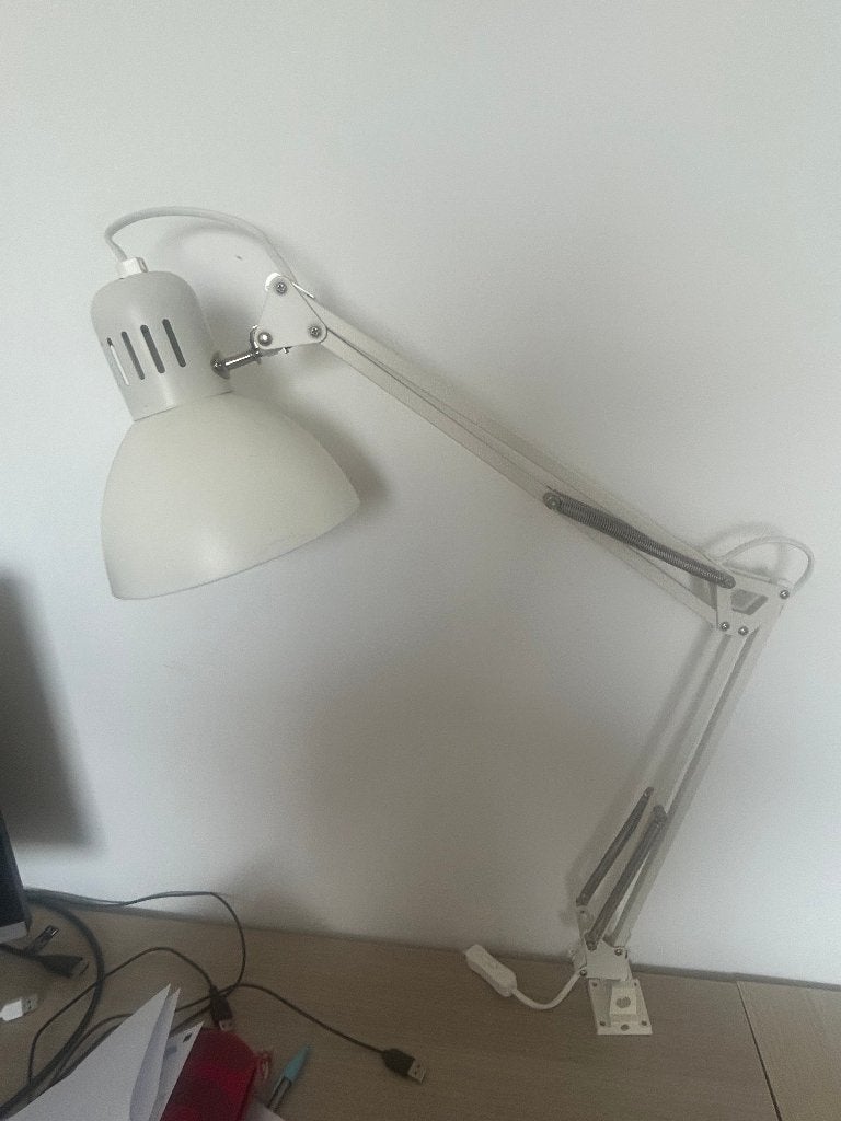 Lampe de bureau réglable blanche avec pince, Avec interrupteur, Blanc, Enlèvement, Métal