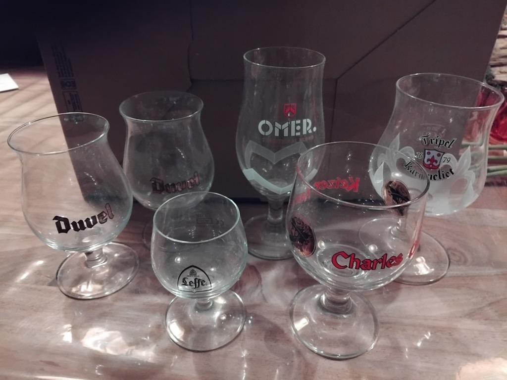 Verres à dégustation, diable, leffe, omer, carmélite et empe, Collections, Verres & Petits Verres, Enlèvement
