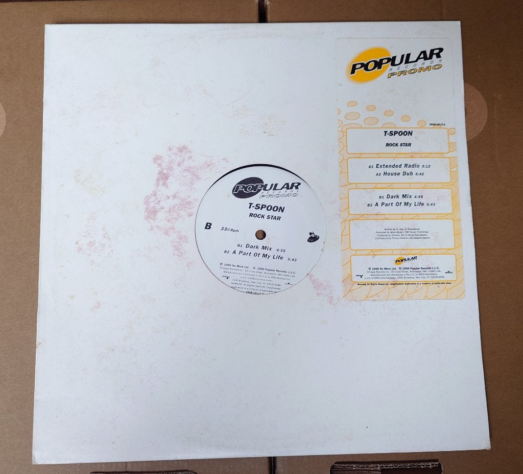 T-Spoon – Rockstar - A Part of My Life (12'' Vinyl), Cd's en Dvd's, Vinyl | Dance en House, Zo goed als nieuw, 12 inch, Dance Populair
