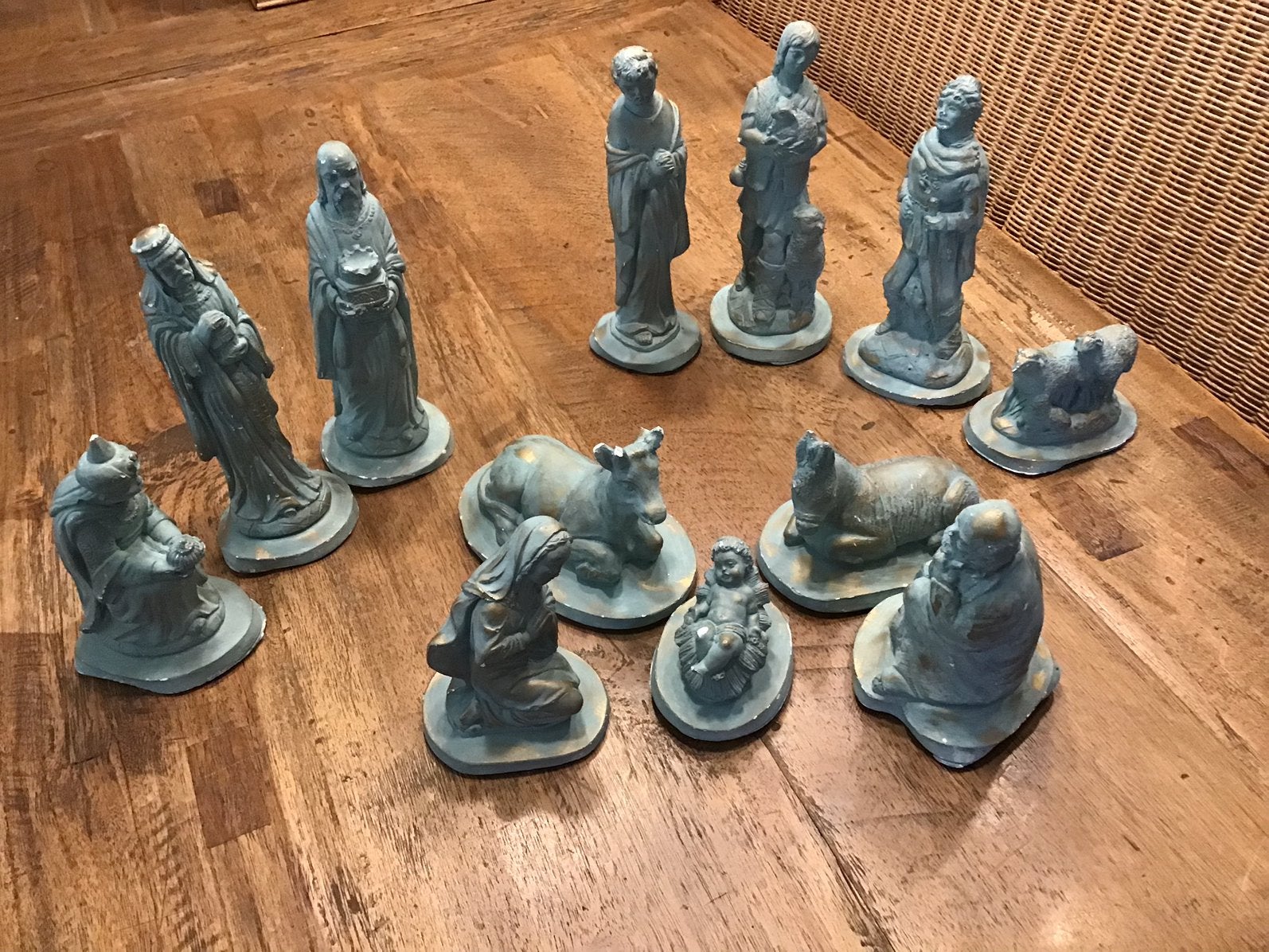 Vintage gipsen kerstgroep kerstbeelden Jozef Maria Jezus, Ophalen of Verzenden